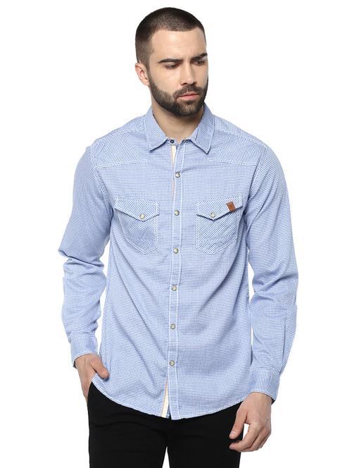blue checkered casual shirt - 16043336 - Very Small Image - 1