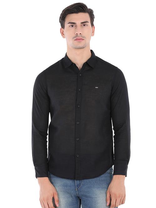 black solid casual shirt - 16043403 - Very Small Image - 1
