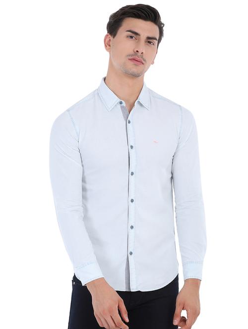 blue solid casual shirt - 16043425 - Very Small Image - 1