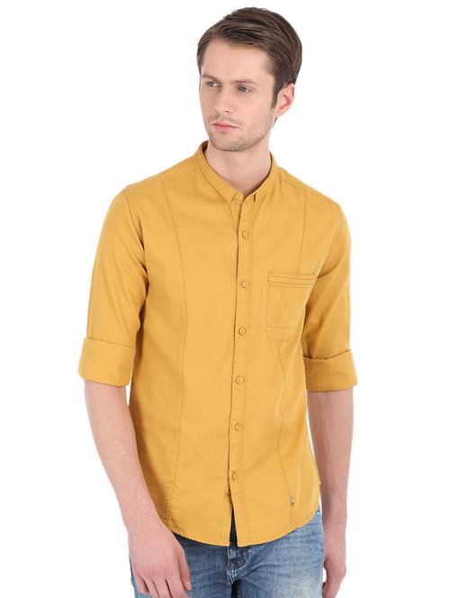 yellow cotton casual shirt - 16043433 - Very Small Image - 1