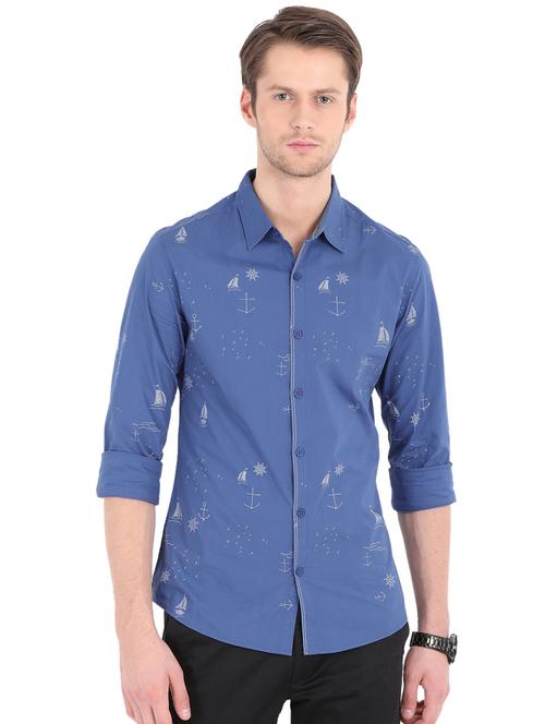 blue cotton casual shirt - 16043439 - Very Small Image - 1