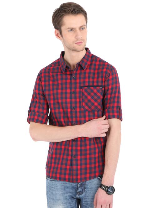 red cotton casual shirt - 16043441 - Very Small Image - 1