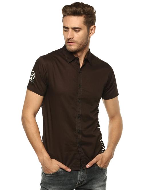 brown cotton casual shirt - 16043447 - Very Small Image - 1