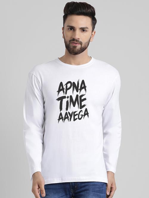white typographic chest print t-shirt - 16043496 - Very Small Image - 1