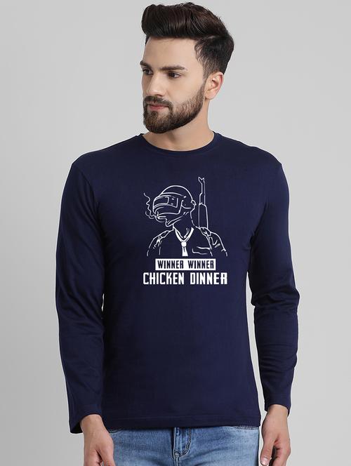 navy blue pubg chest print t-shirt - 16043511 - Very Small Image - 1