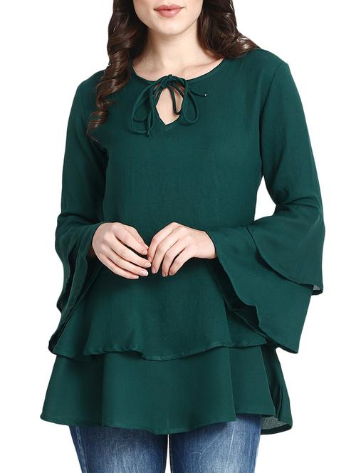 bell sleeved tie up neck top - 16043994 - Very Small Image - 1