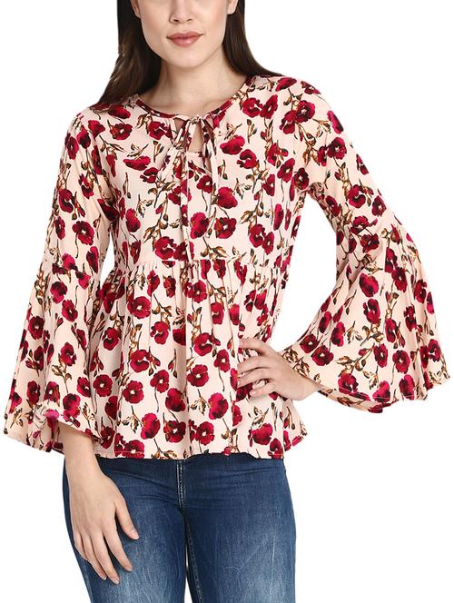 tie up floral pleated top - 16043999 - Very Small Image - 1
