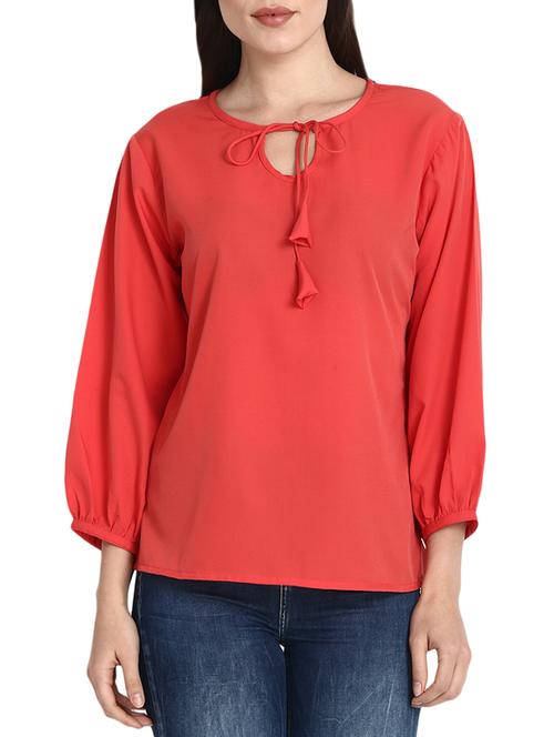 coral tie up neck top - 16044007 - Very Small Image - 1
