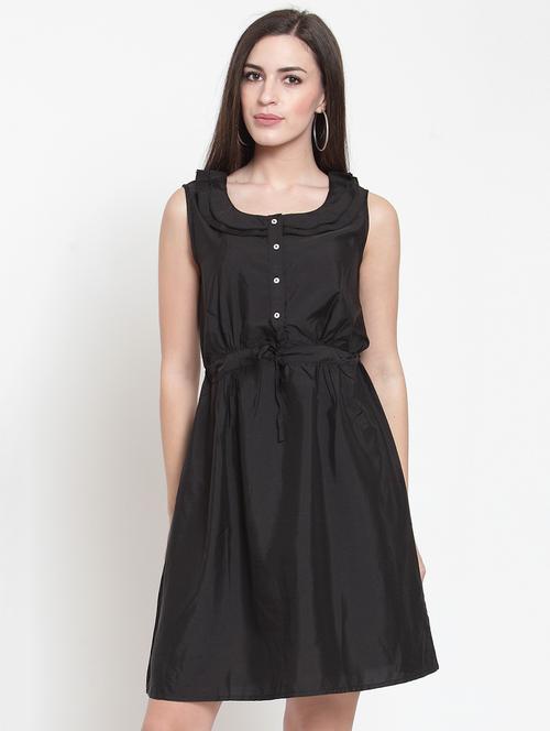 drawstring ruffle trim a-line dress - 16045602 - Very Small Image - 1