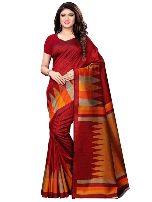 temple border printed saree with blouse - 16045616 - Very Small Image - 1