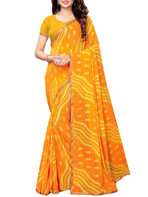 lace border spiral printed saree with blouse - 16045643 - Very Small Image - 1
