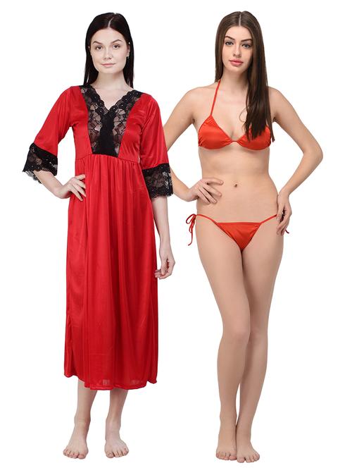red satin nightwear set - 16045833 - Very Small Image - 1