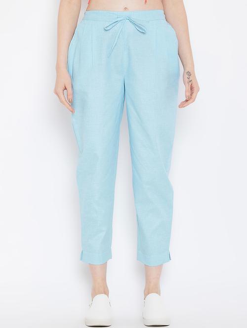 pleat detail drawstring cropped pant - 16046991 - Very Small Image - 1