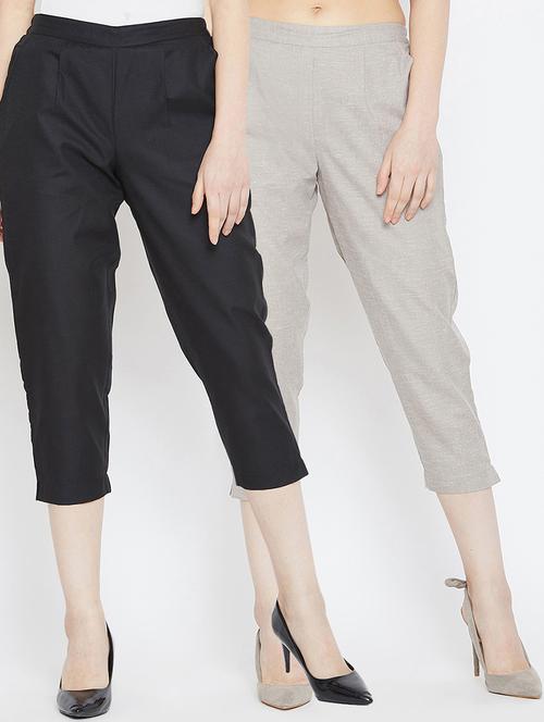 set of 2 pleat detail cropped pants - 16047326 - Very Small Image - 1