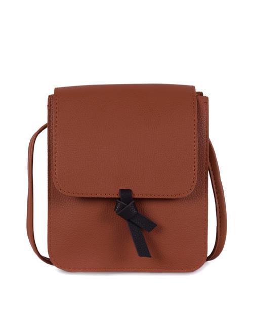 tan leatherette (pu) sling bag - 16047415 - Very Small Image - 1