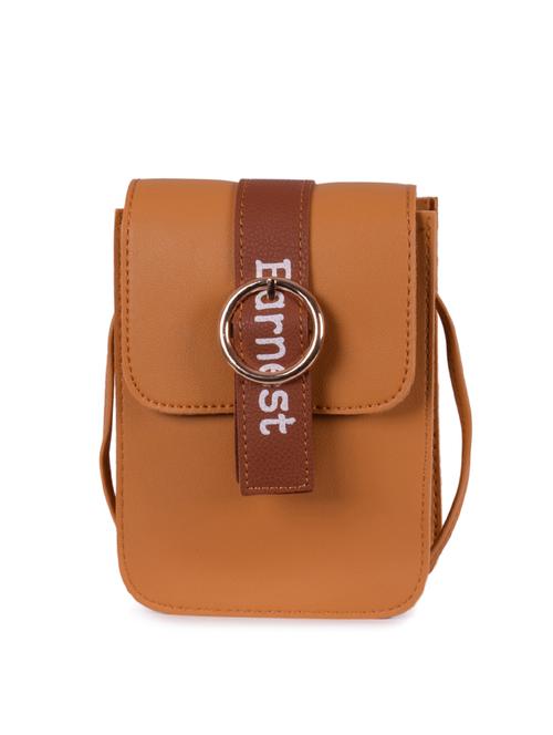 brown leatherette (pu) regular sling bag - 16047419 - Very Small Image - 1