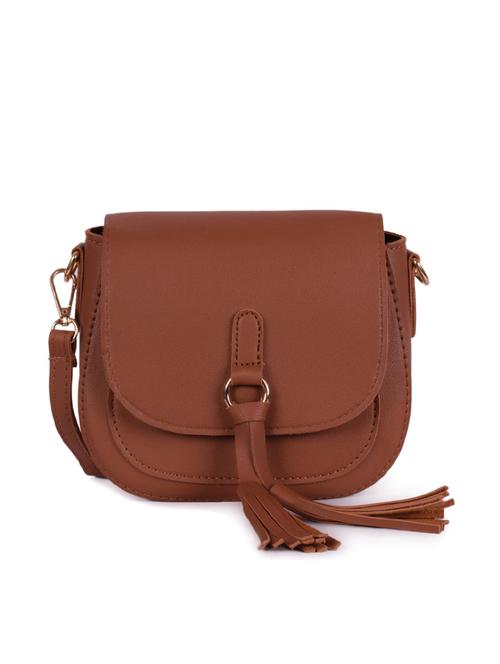 tan leatherette (pu) sling bag - 16047431 - Very Small Image - 1