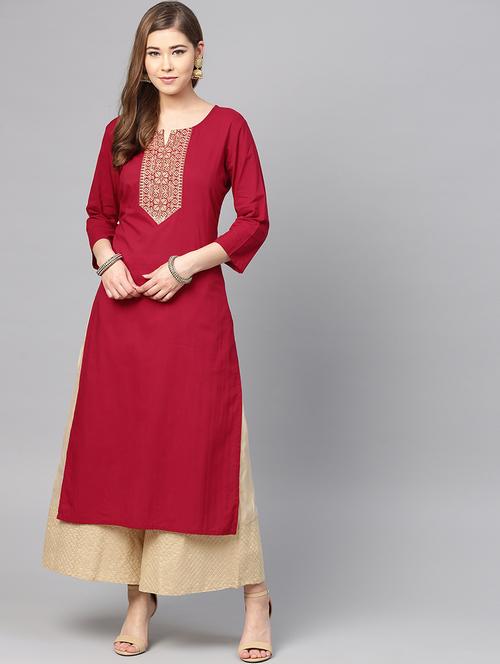 embroidered straight kurta - 16047461 - Very Small Image - 1