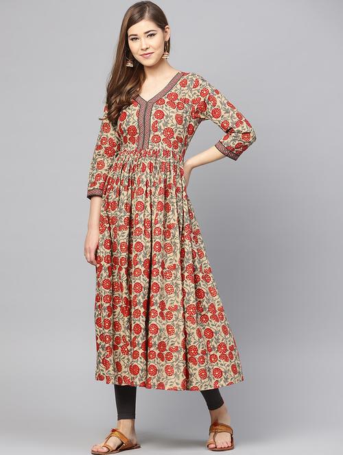 floral flared kurta - 16047464 - Very Small Image - 1