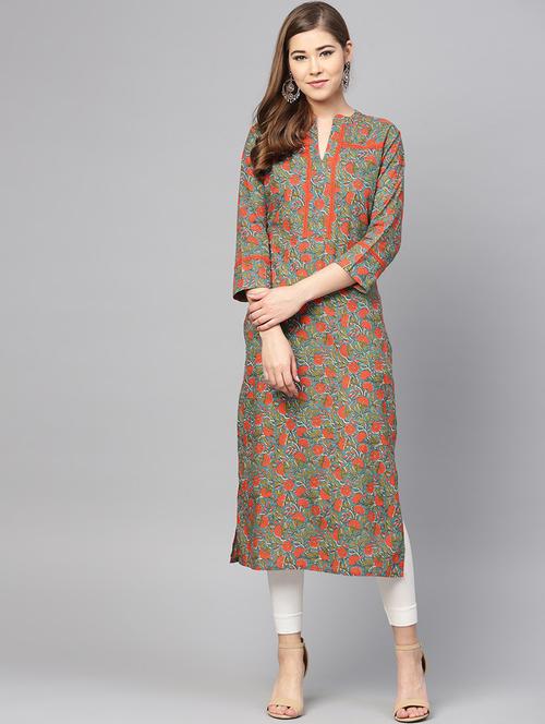 floral straight kurta - 16047470 - Very Small Image - 1