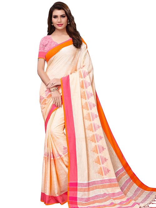 contrast bordered handloom saree with blouse - 16047550 - Very Small Image - 1