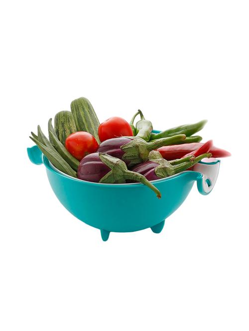 fruit basket / rice colander / strainer multipurpose rotating bowl (blue) - 16047680 - Very Small Image - 1