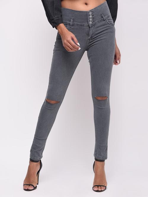knee slit skinny fit jeans - 16047740 - Very Small Image - 1