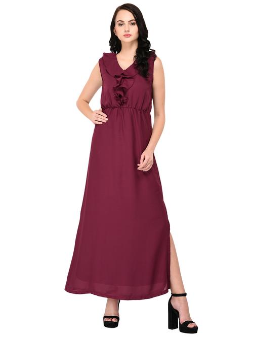 ruffle detail high slit dress - 16048095 - Very Small Image - 1
