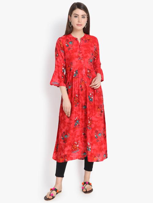 flared bell sleeves kurta - 16048103 - Very Small Image - 1