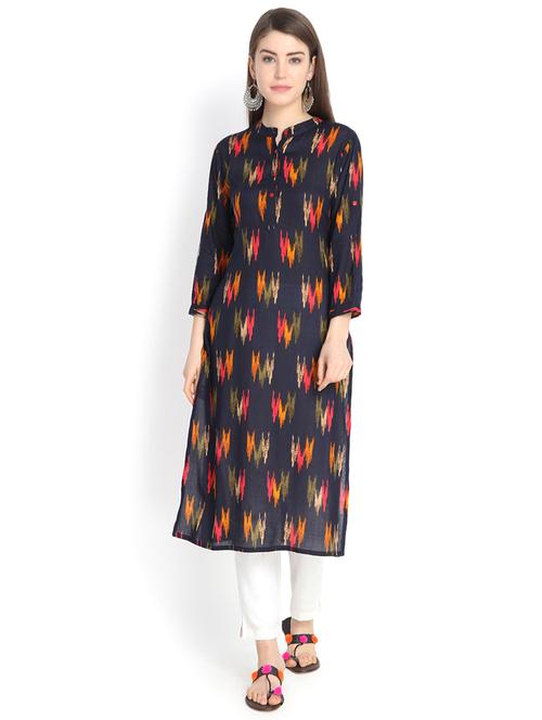ikat print straight kurta - 16048107 - Very Small Image - 1