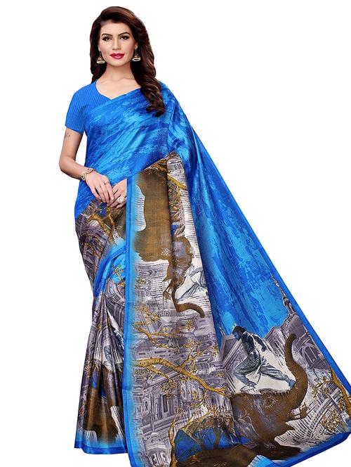 digital graphic printed saree with blouse - 16048455 - Very Small Image - 1