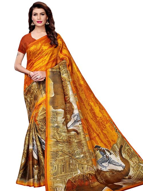 digital graphic printed saree with blouse - 16048456 - Very Small Image - 1