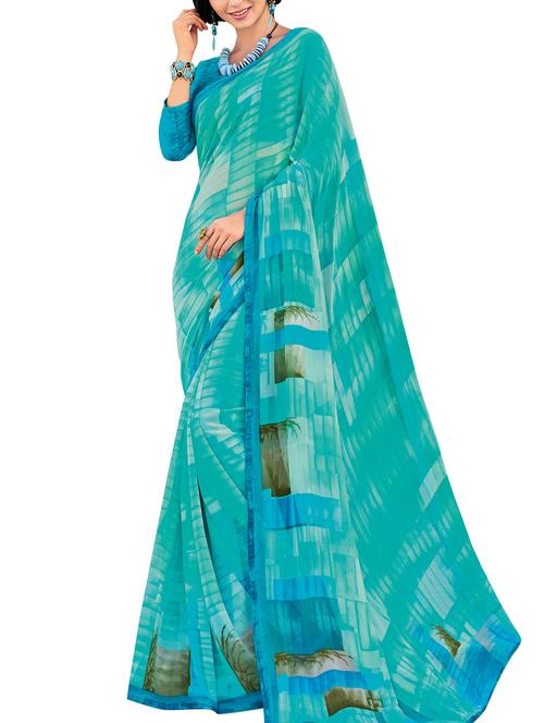 lace border printed saree with blouse - 16048473 - Very Small Image - 1