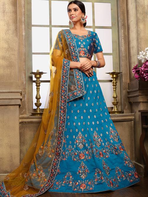 embroidered kalidaar lehenga - 16049069 - Very Small Image - 1