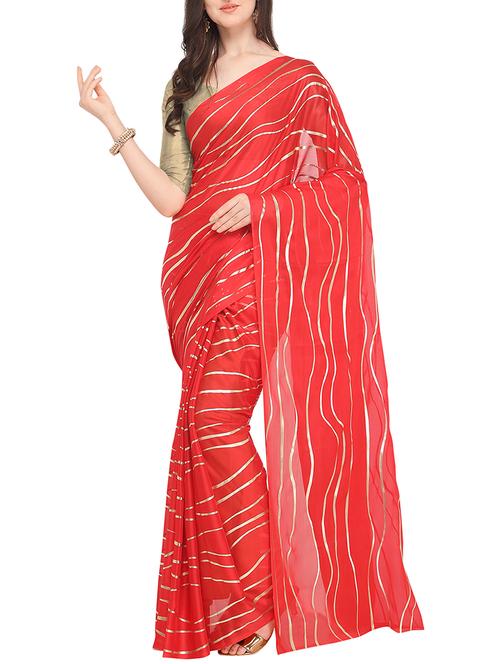 foil printed saree with blouse - 16049469 - Very Small Image - 1