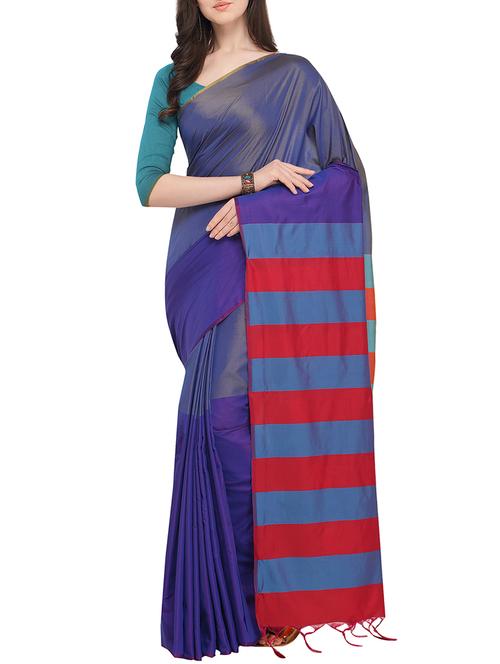 purple silk saree with blouse - 16049487 - Very Small Image - 1