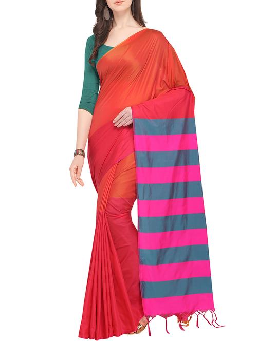color block woven saree with blouse - 16049490 - Very Small Image - 1