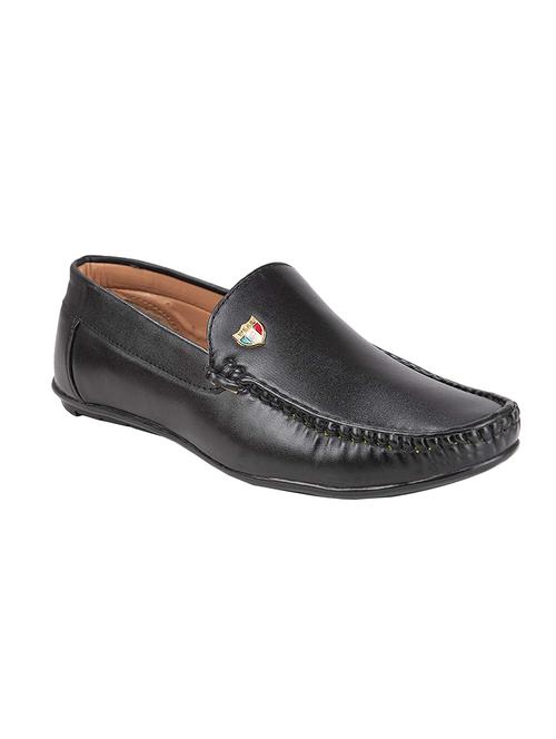 black leatherette slip on loafers - 16050101 - Very Small Image - 1