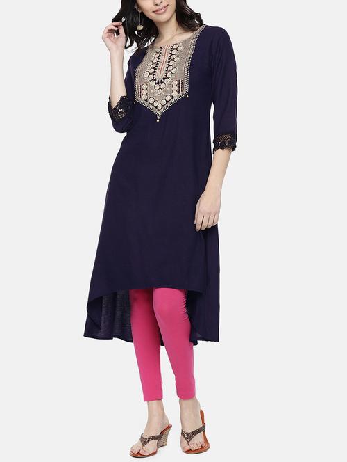 women's high-low kurta - 16050305 - Very Small Image - 1