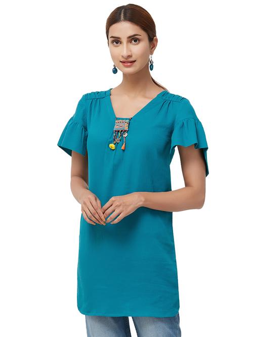 flutter sleeved embellished tunic - 16050324 - Very Small Image - 1