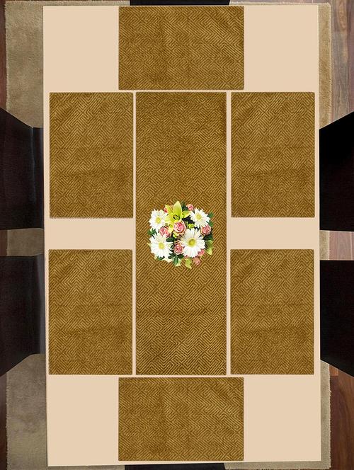 viscose dining table kitchen placemats, 6 mat -33x45cm, 1 runner 33x120 cm (set of 7) - 16050373 - Very Small Image - 1