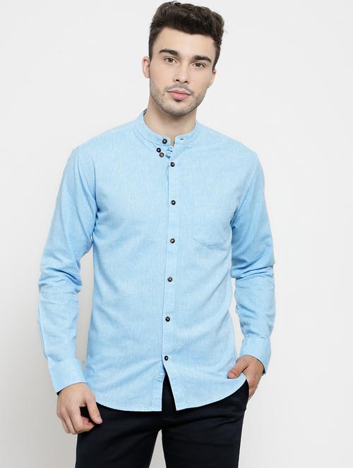blue linen casual shirt - 16051636 - Very Small Image - 1