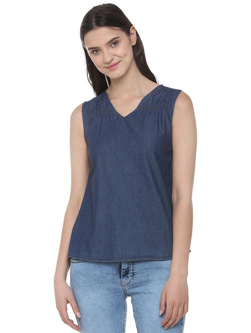 smocking detail v neck top - 16052110 - Very Small Image - 1