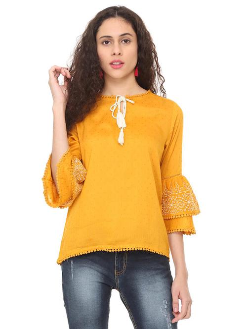 lace detail embroidered top - 16052131 - Very Small Image - 1