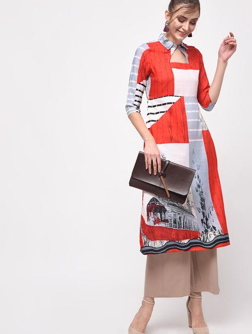 digital printed a-line kurta - 16052183 - Very Small Image - 1