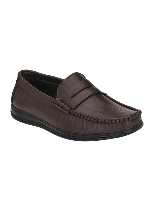 brown leatherette slip on loafers - 16052312 - Very Small Image - 1