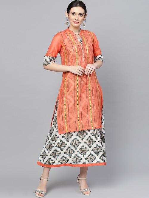 layered mirror work dress - 16052429 - Very Small Image - 1