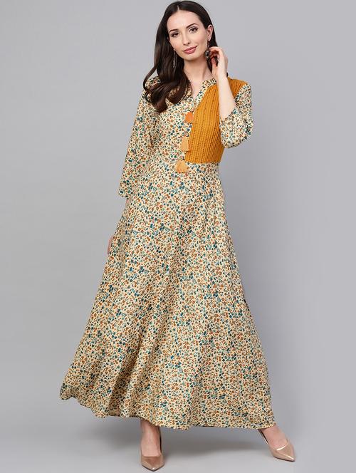 pintucks kaantha printed dress with tassels - 16052432 - Very Small Image - 1