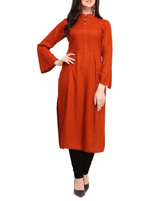 flare sleeves solid kurta - 16052455 - Very Small Image - 1