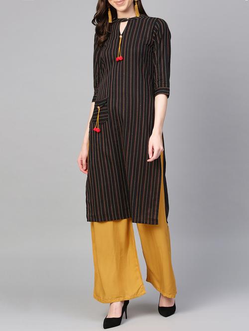 kaantha work kurta with solid palazzo set - 16052488 - Very Small Image - 1